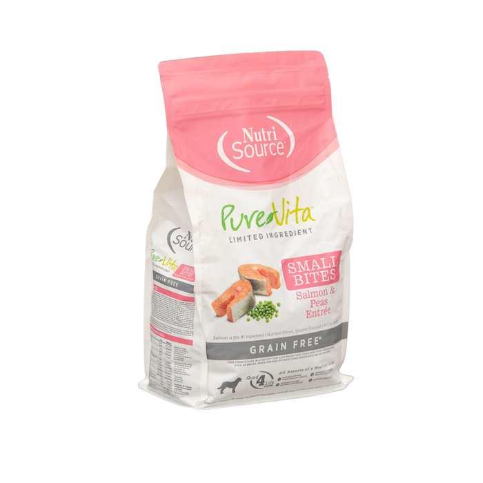 NutriSource RiverVita small bites dog food package on a white background