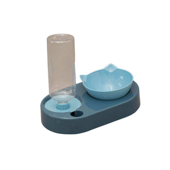 Pet water bottle and bowl set on a white background