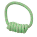 Green and gray braided dog toy on a white background