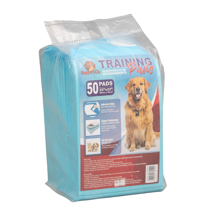 Package of dog training pads with a dog on the label